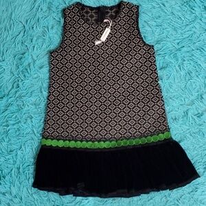 Rocco Barocco Velvet pleated Sleeveless Dress NWOT